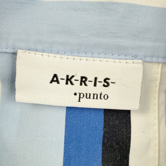 Akris Punto Blue Striped Cotton Boxy Button Down Shirt Size US 8 F 40 - Picture 4 of 11